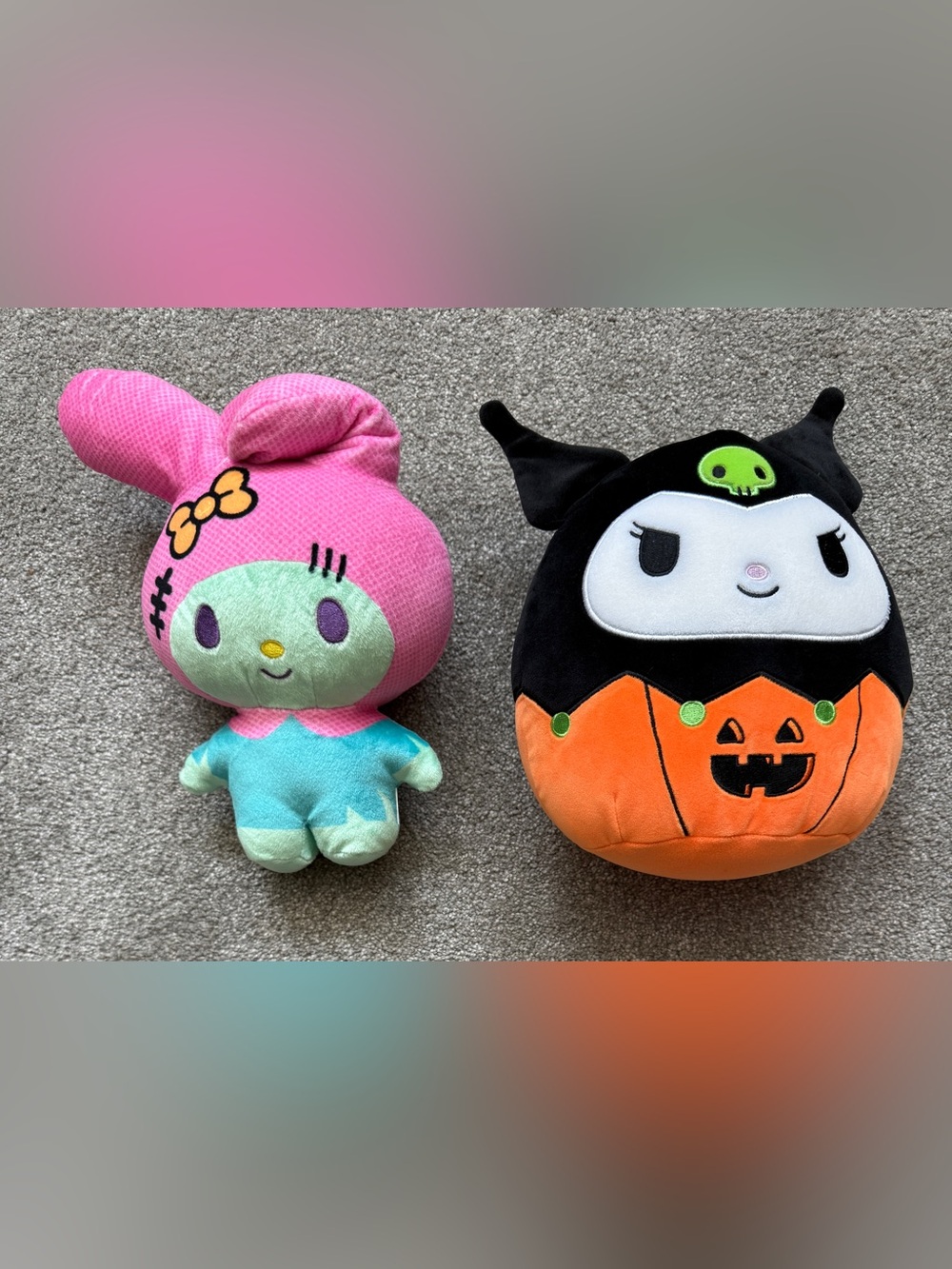 Sanrio My Melody & Kuromi Halloween Plush.  Hello Kitty. Around 8 inches,